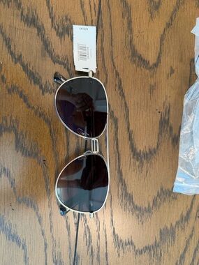 Express Silver Aviator Sunglasses with Black Lenses